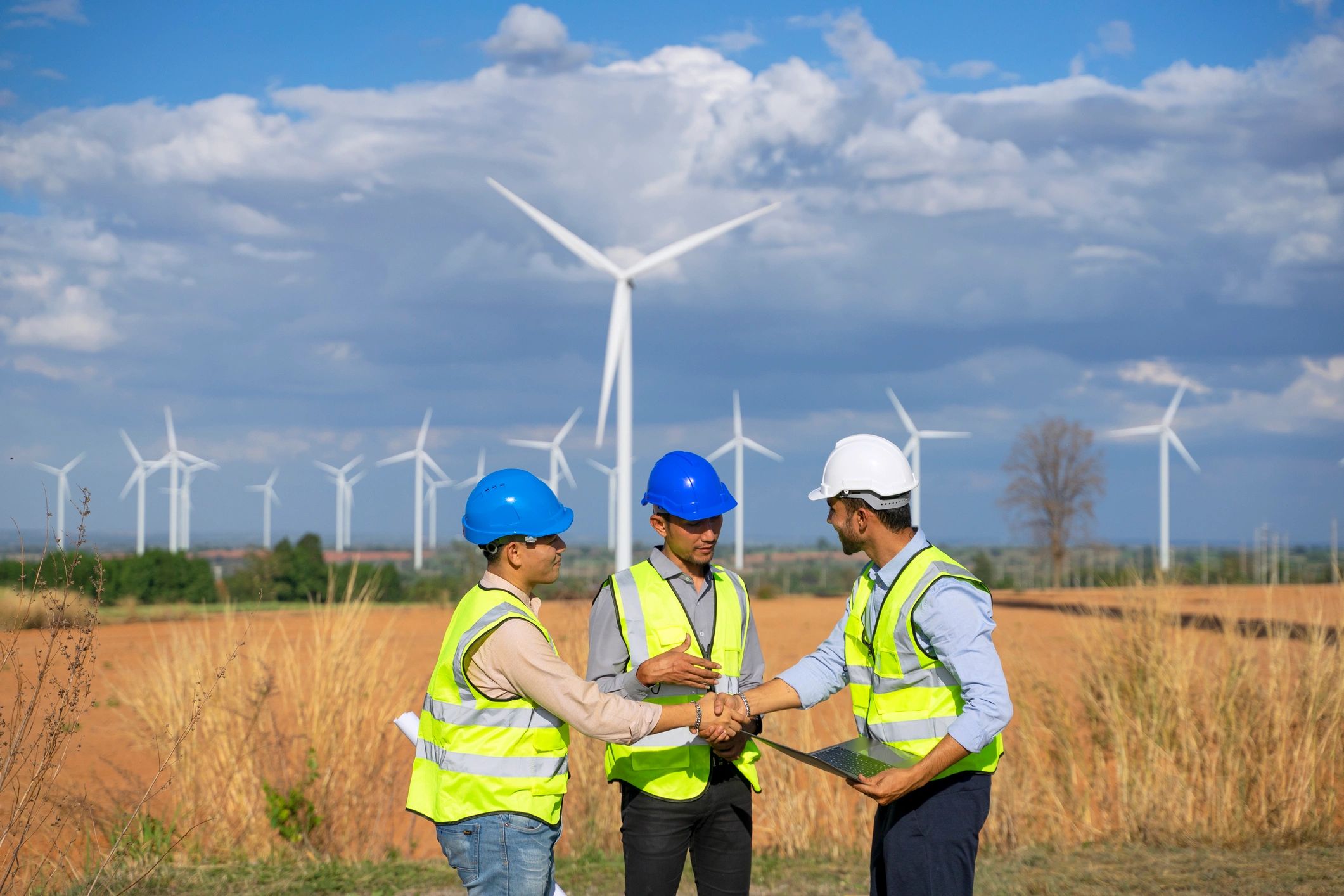 Field crew working at an active industrial site