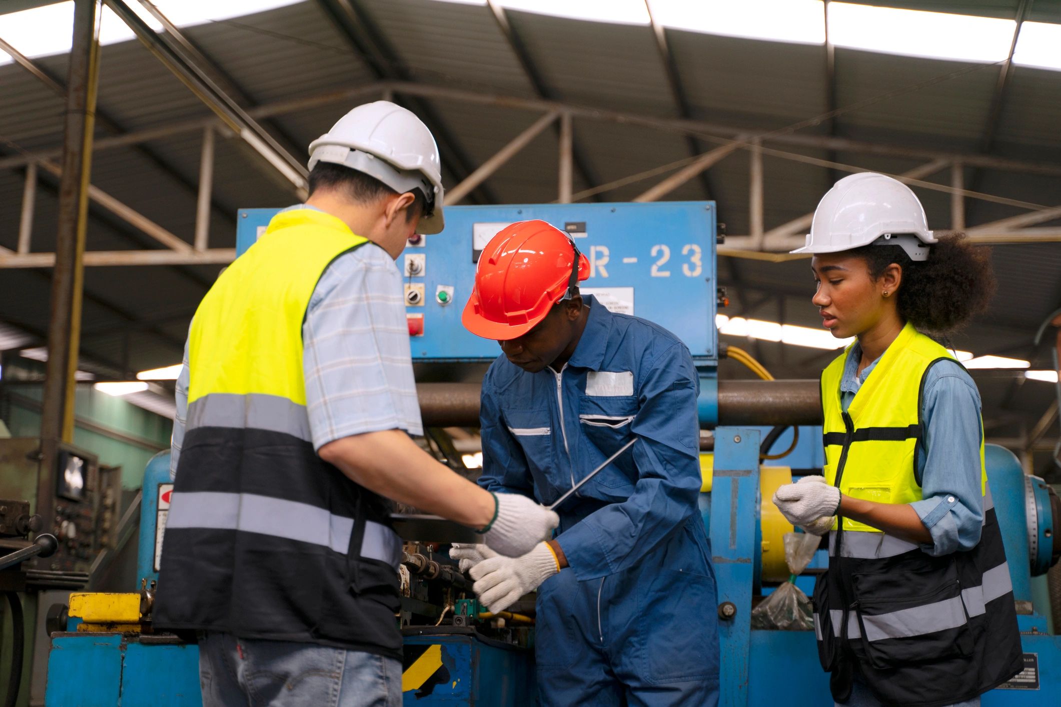 Industrial workers supporting cleaning and site operations