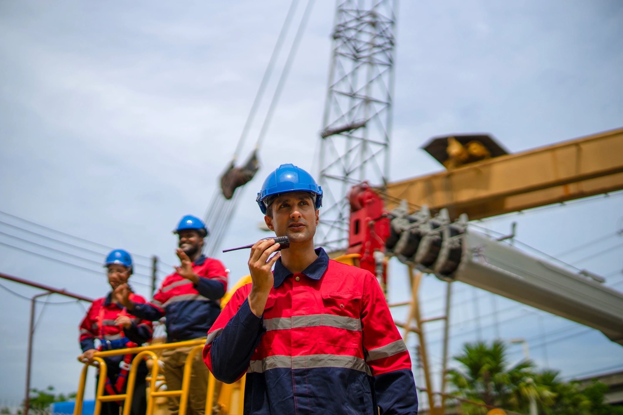Construction team member at a work site